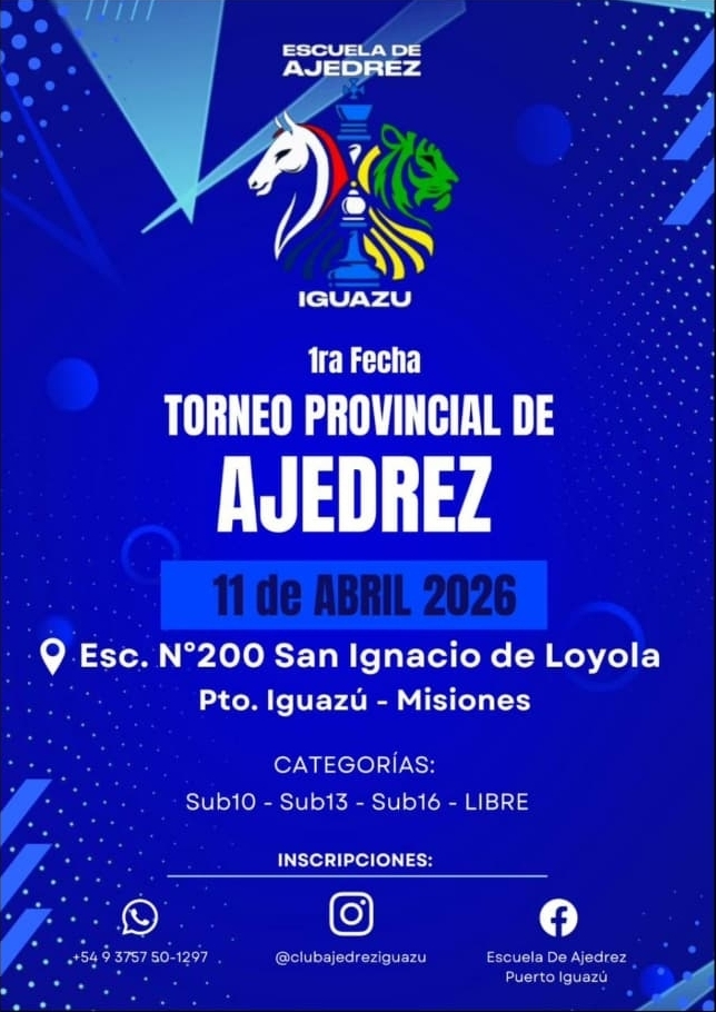 SE VIENE EL GRAN PRIX 2026 TORNEO PROVINCIAL DE AJEDREZ DE MISIONES